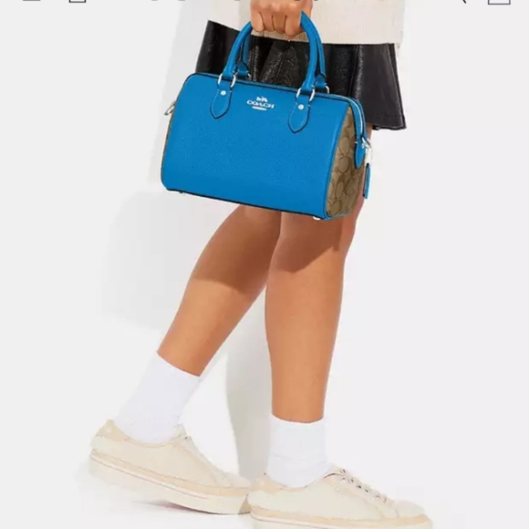 Coach-Rowan Satchel (Monogram/Racer Blue) Crossbody & Coach Dust Bag - Picture 4 of 7